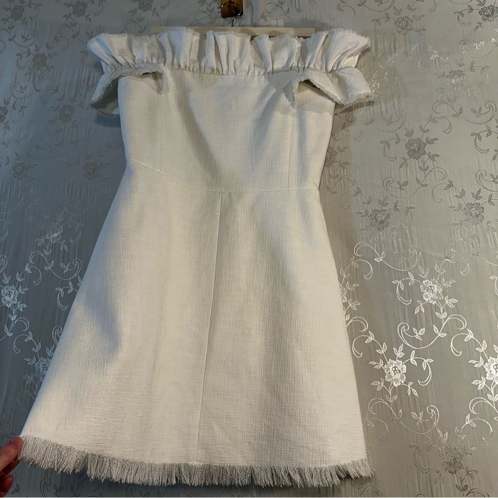 Rebecca Taylor Off-the-Shoulder White Ruffle Dress – Size 4 - Picture 10 of 15